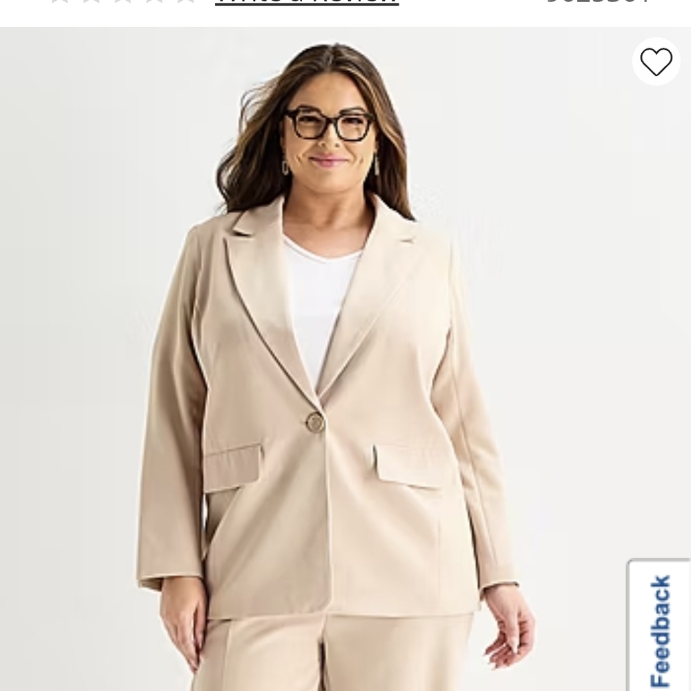 Women's Creme Tailored Leather Blazer Size 2X